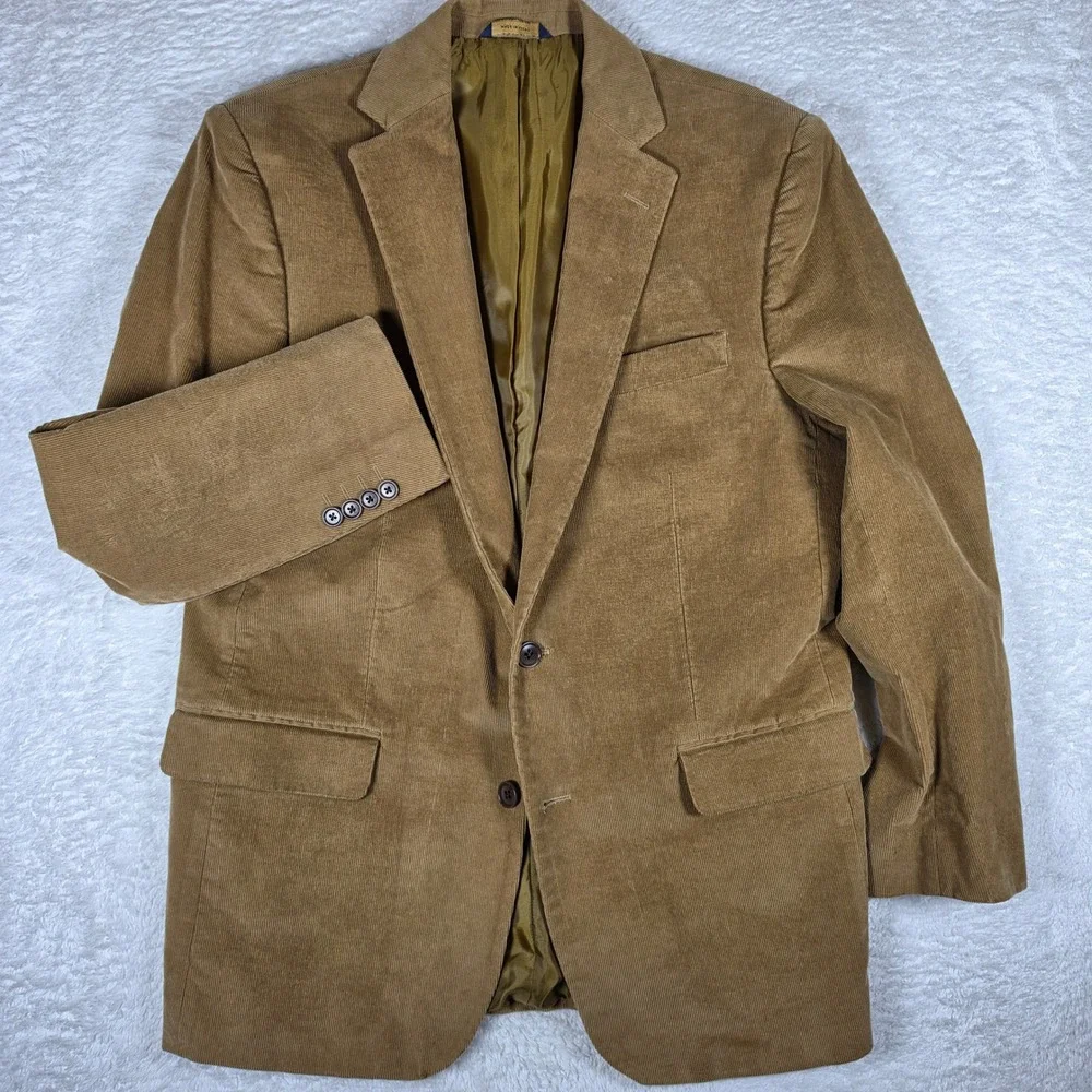 Brooks Brothers Regent Fit Mens 42R Beige Stretch Corduroy L/S Button Up Blazer